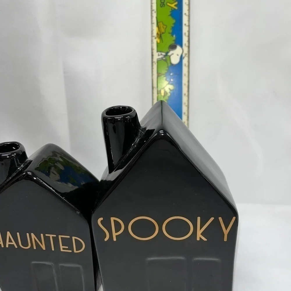 Halloween Black House Bud Vase Set Spooky